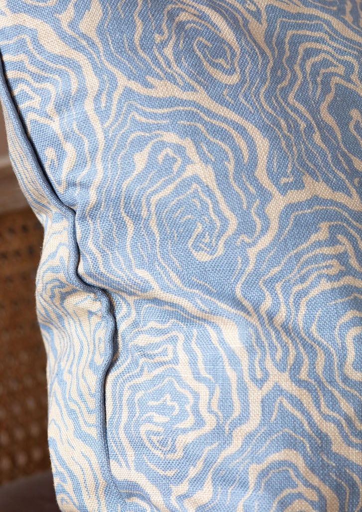 oysters linen cushion in the colour blue foam