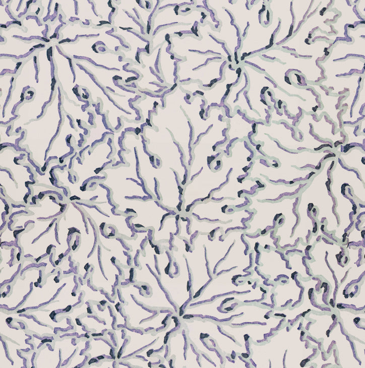 Ethereal leaves wallpaper in misty blues