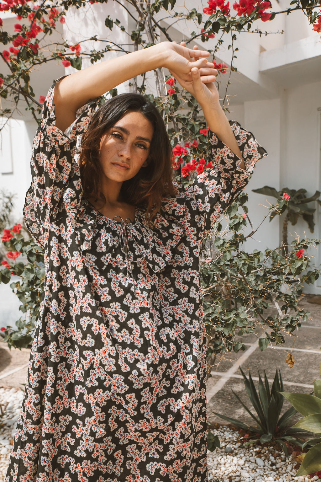 bohemian night dress Silky Maxi Slip Dress: Boho Lounge Night Gown, Plus Size - Dalia