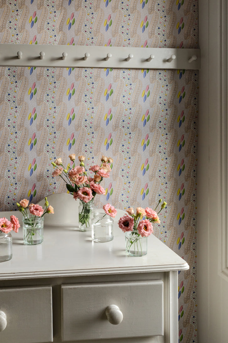 Bon bon wallpaper in candy colours - hallway scene