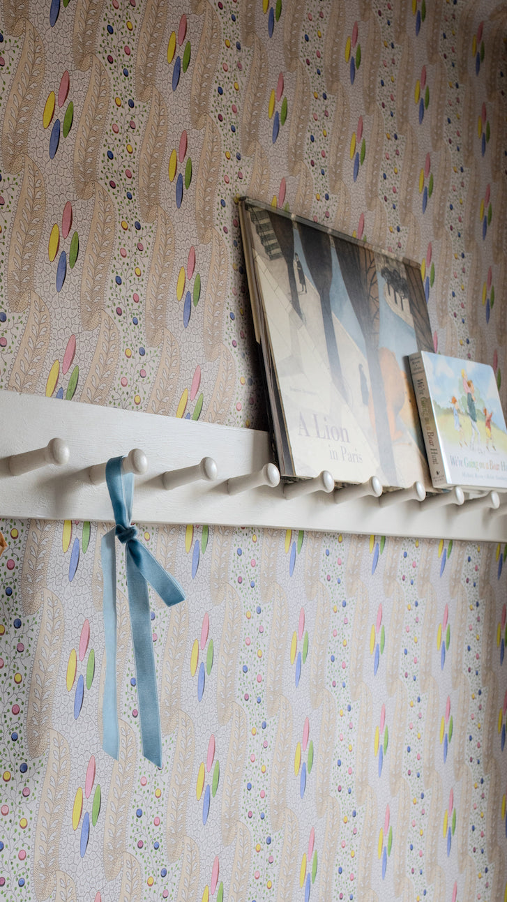 Bon bon wallpaper in candy colours - bedroom scene