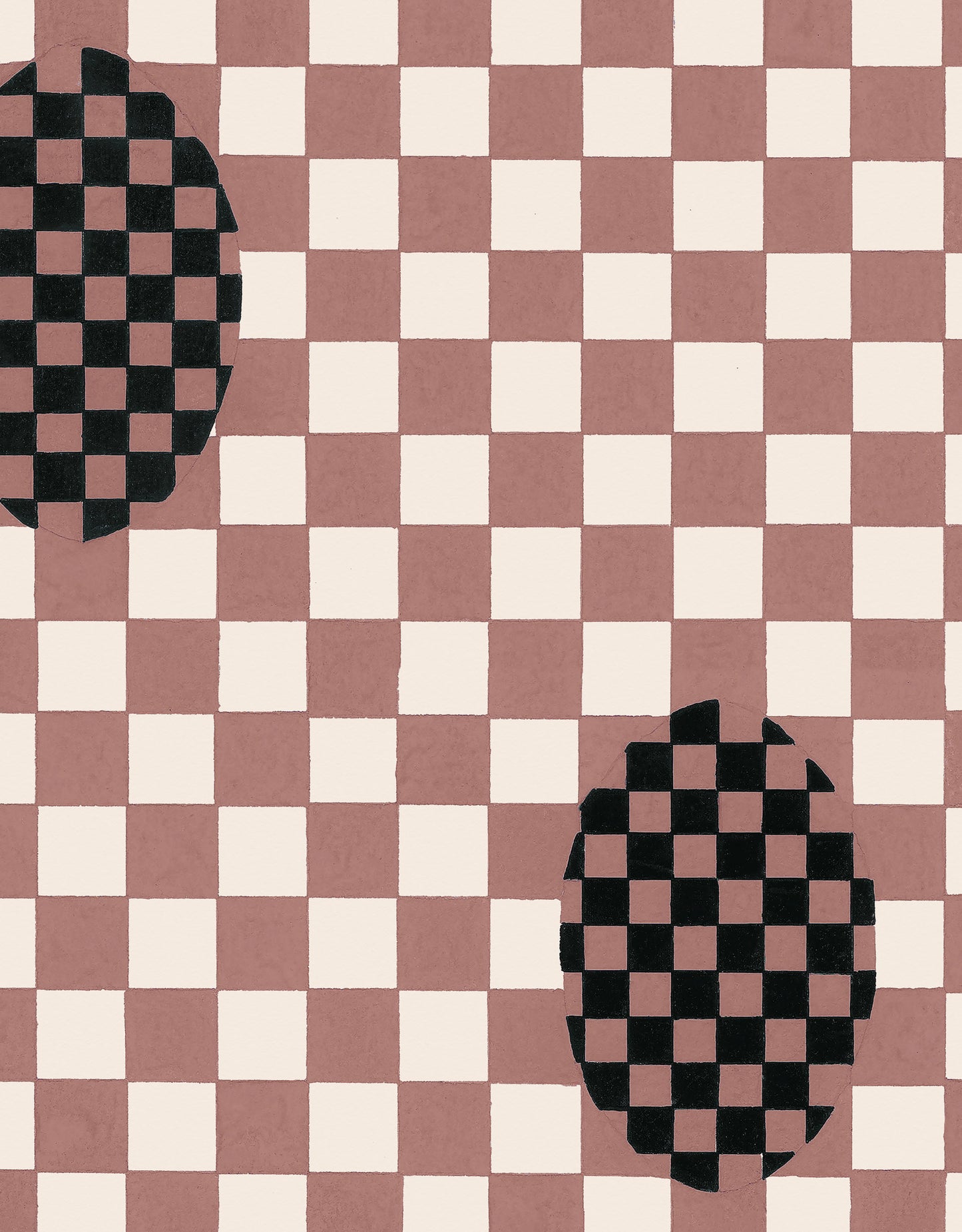 Deco Checkers - in Toasted Coco - Wallpaper - Micaela Sharp Collaboration