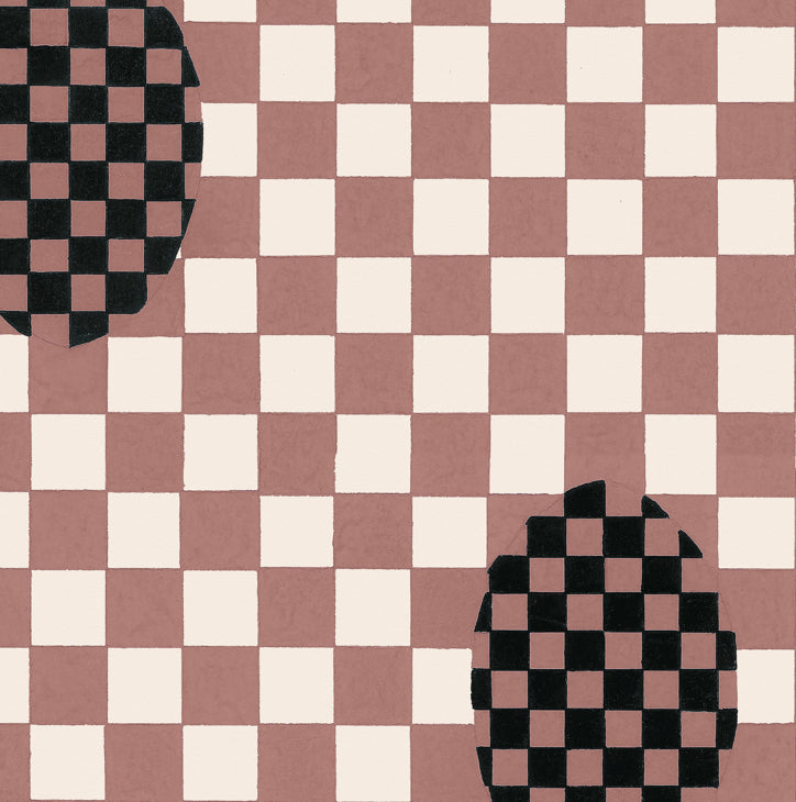 Deco Checkers - in Toasted Coco - Wallpaper - Micaela Sharp Collaboration