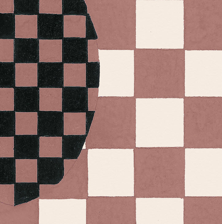 Deco Checkers - in Toasted Coco - Wallpaper - Micaela Sharp Collaboration