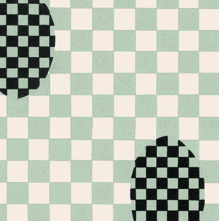 Deco Checkers - in Seafoam Bliss - Wallpaper - Micaela Sharp Collaboration
