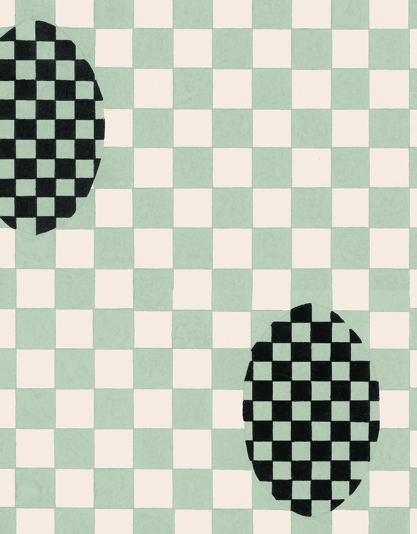 Deco Checkers - in Seafoam Bliss - Wallpaper - Micaela Sharp Collaboration