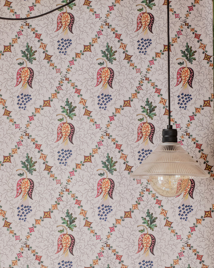 Harlequin wallpaper in folk - with hanging light