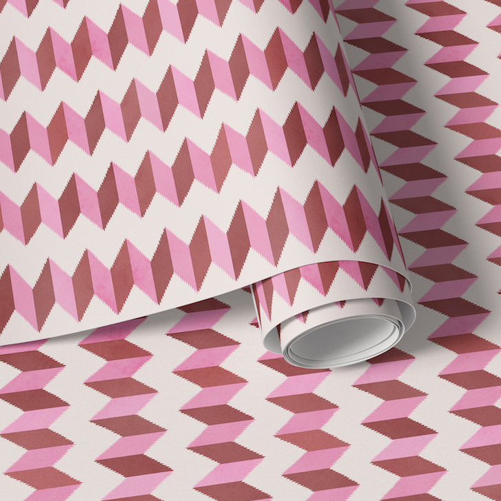Escher Stripe - Empress Rose - Wallpaper