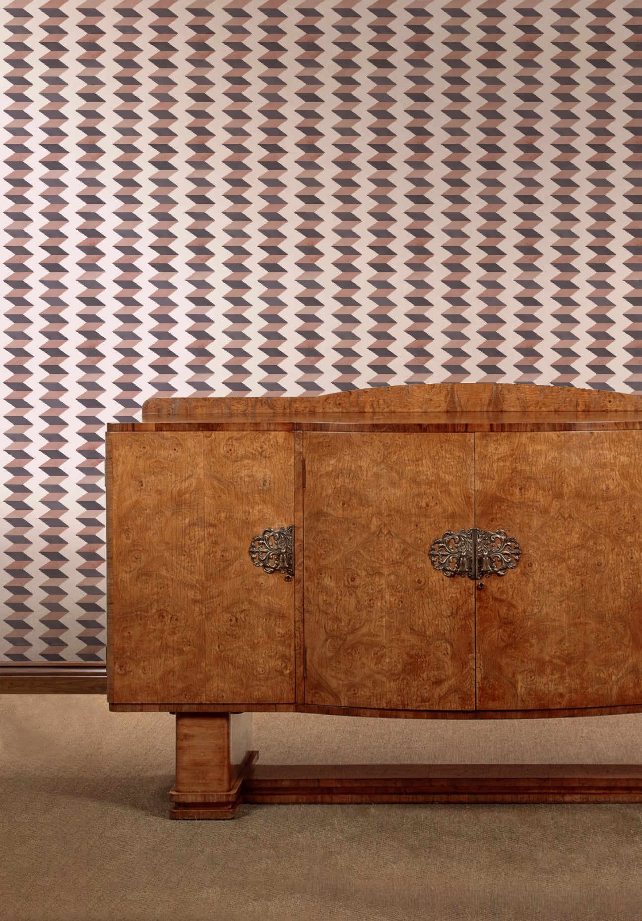 Escher Stripe - Rosewood - Wallpaper