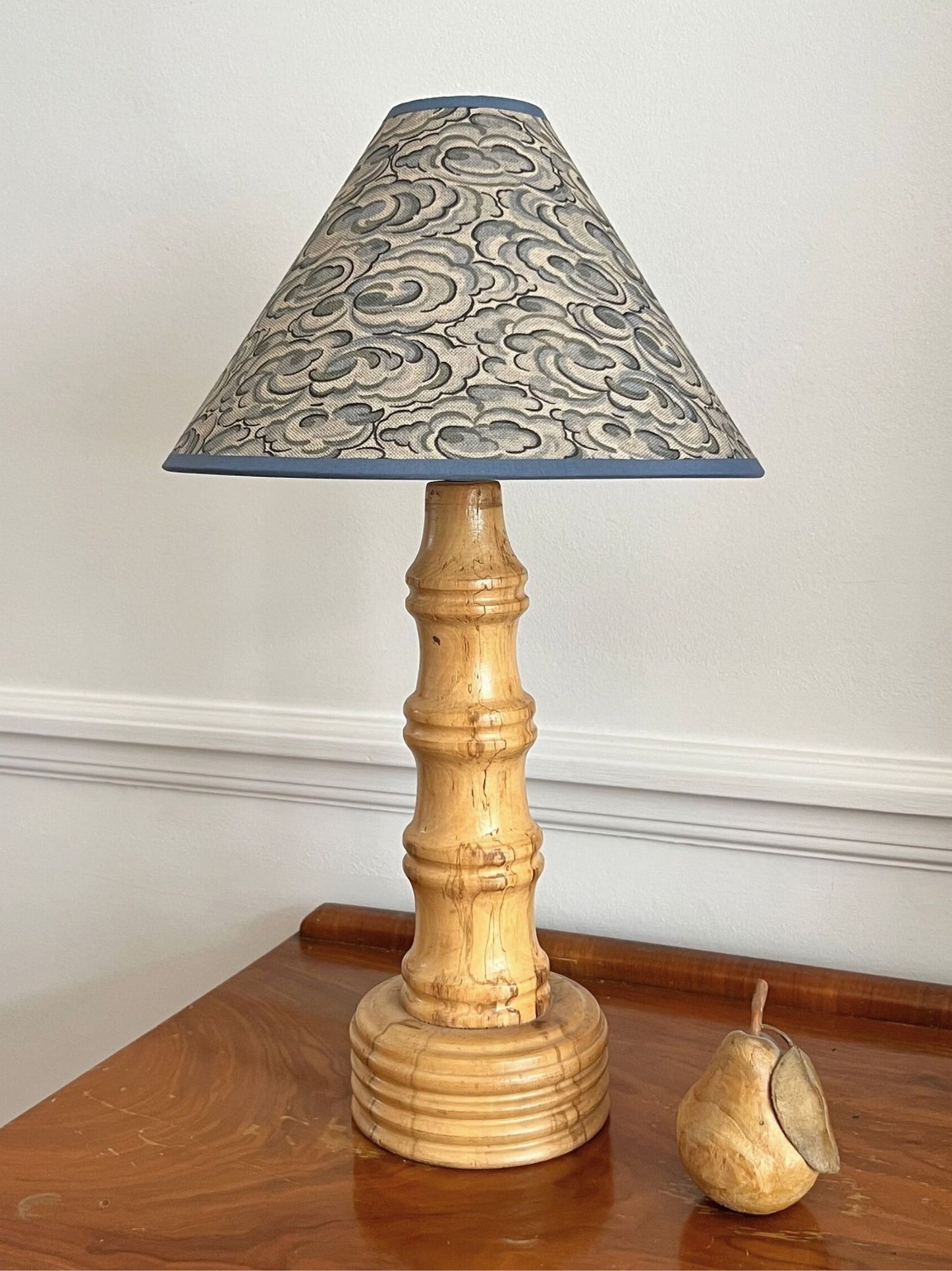Kumo Clouds Medium Lampshade with Wooden Base- Lampshade and Stand Set