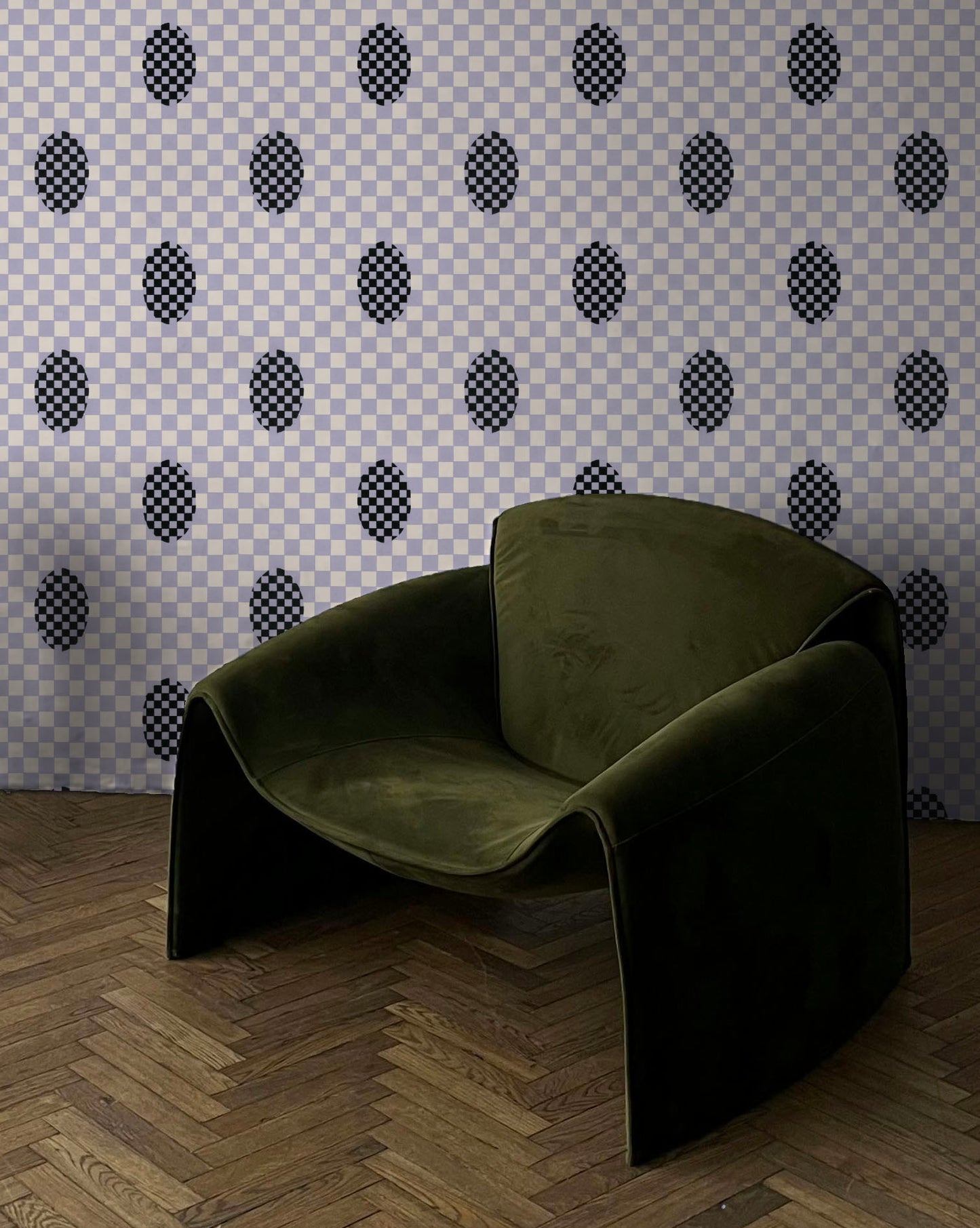 Deco Checkers - in Violet Veil - Wallpaper - Micaela Sharp Collaboration