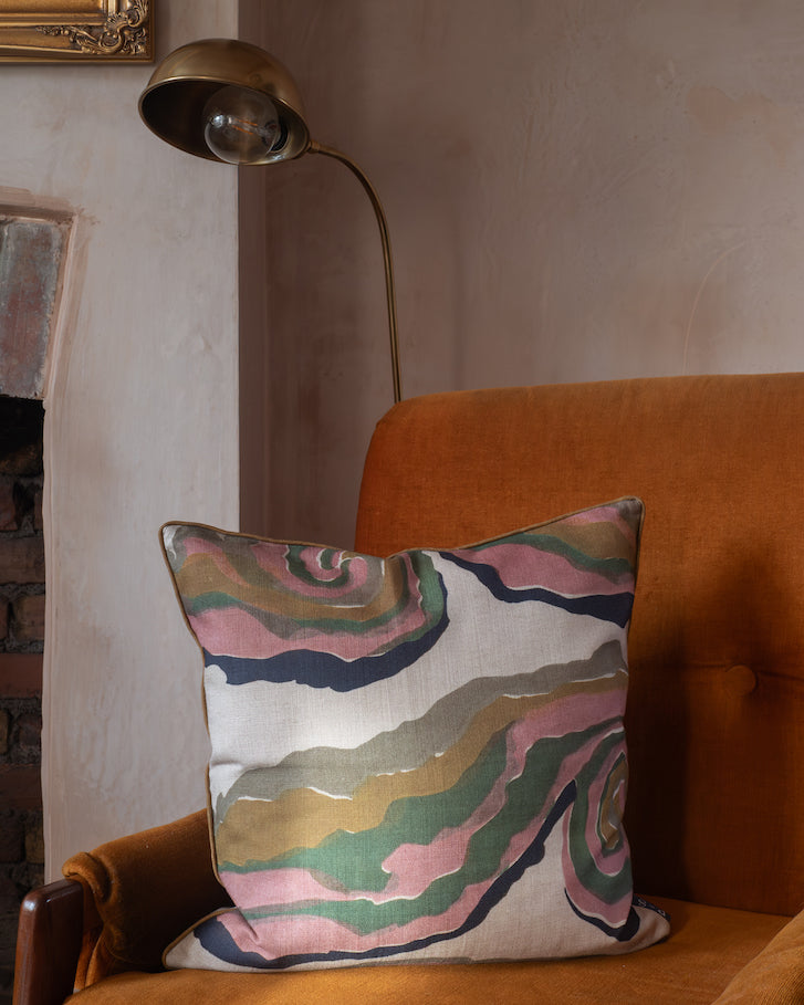 Swirls linen cushion