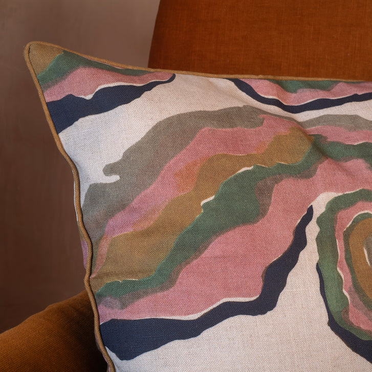 Swirls linen cushion