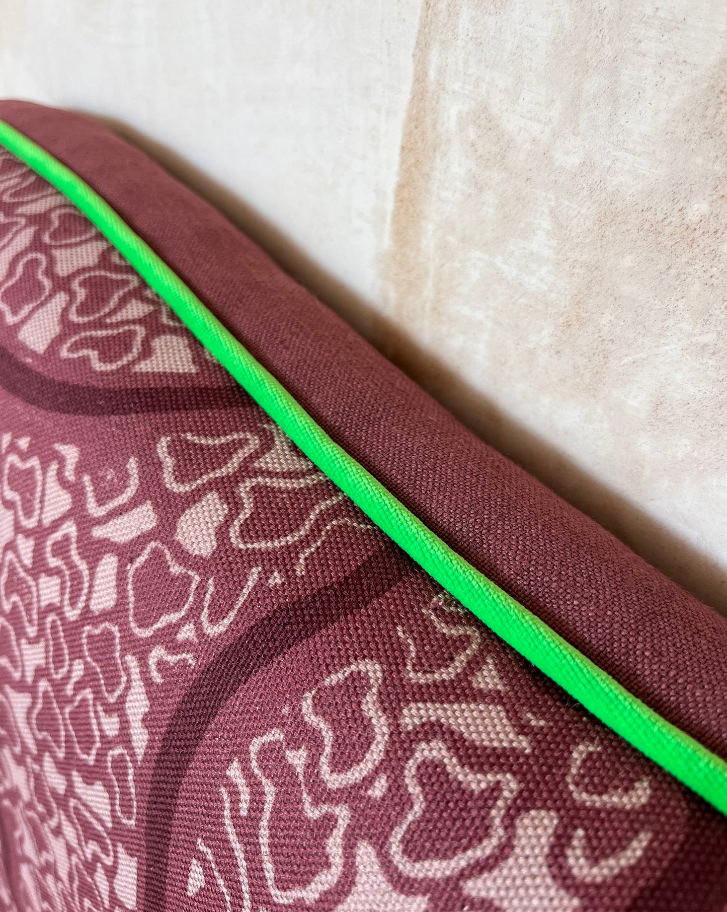Ex Display - Wave Piped Headboard - The Wiggle Fabric in Raspberry Ripple - Micaela Sharp Collaboration