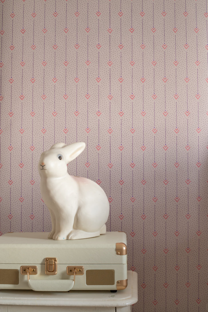 Arrows of Love Wallpaper in Cupid pink - white bunny