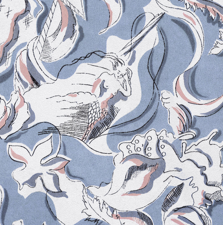 Dalis mermaid wallpaper in blue dreams