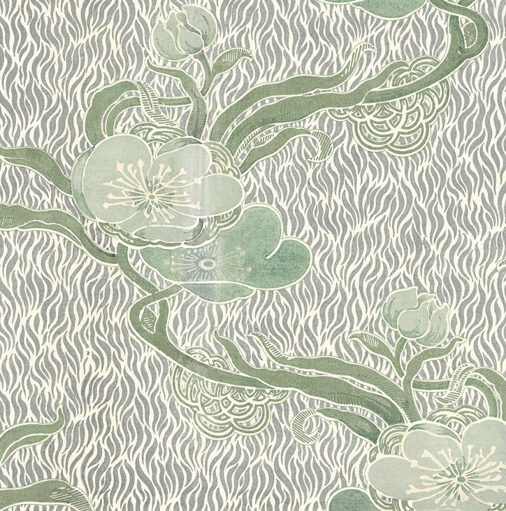nouveau blossom wallpaper in colourway verte