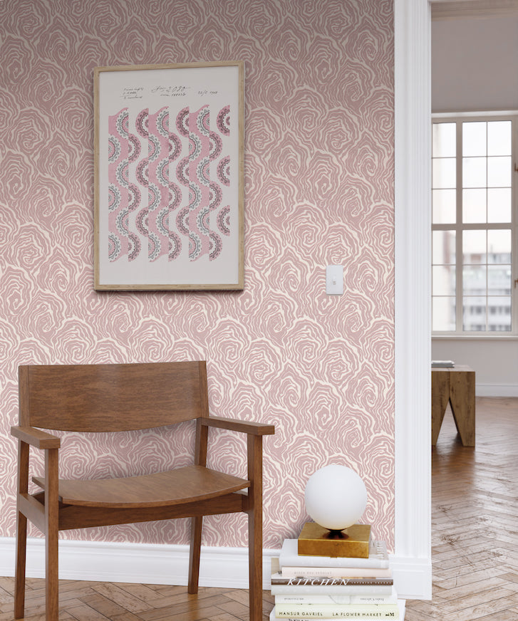 oyster vintage wallpaper in colourway venus pink