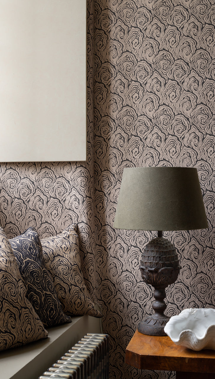 oyster vintage wallpaper in colourway monochrome