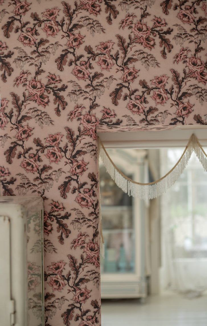 Secret garden vintage wallpaper in colourway rose