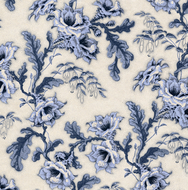 Secret garden vintage wallpaper in colourway serene blue