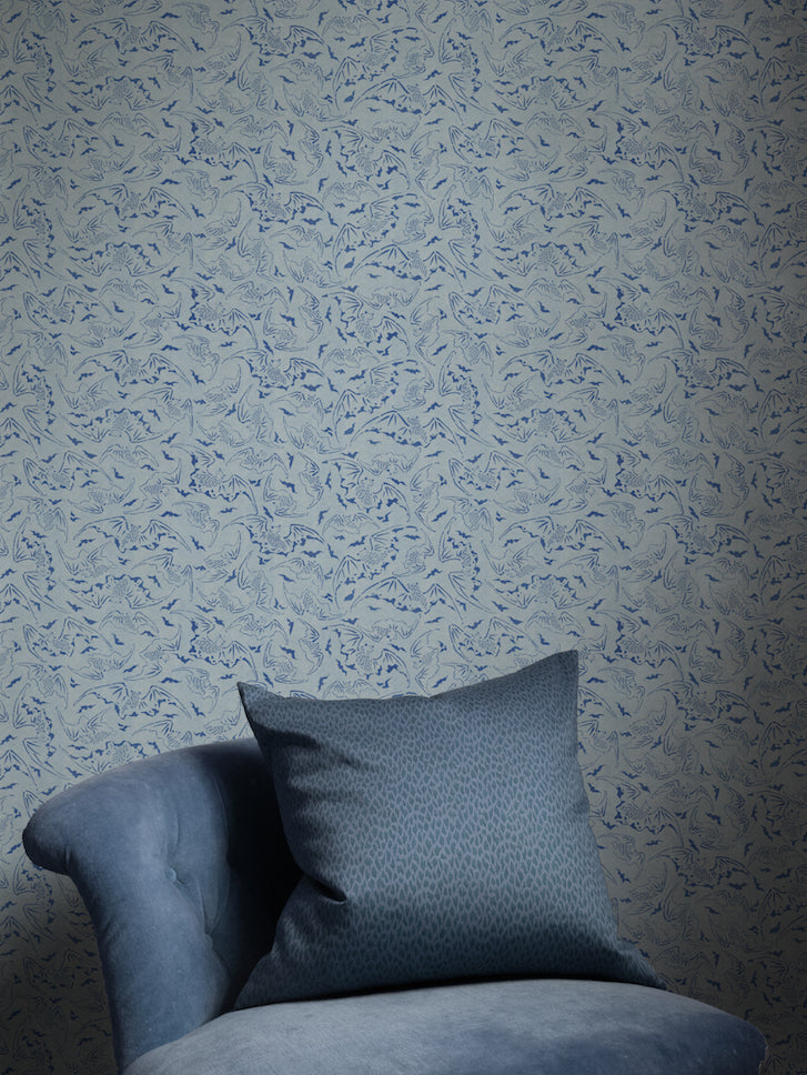 Tokyo Bats - Indigo - Wallpaper