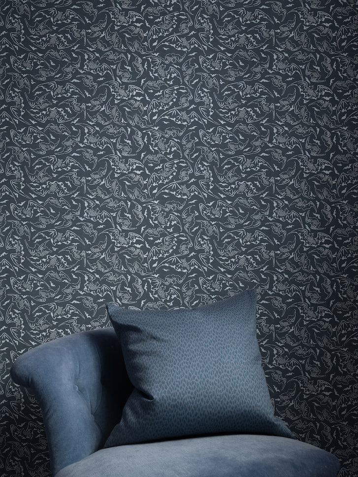 Tokyo Bats - midnight - vintage Wallpaper