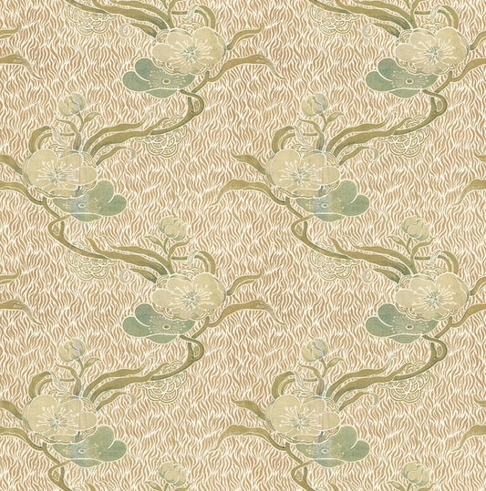 nouveau blossom wallpaper in colourway gold - wallpaper