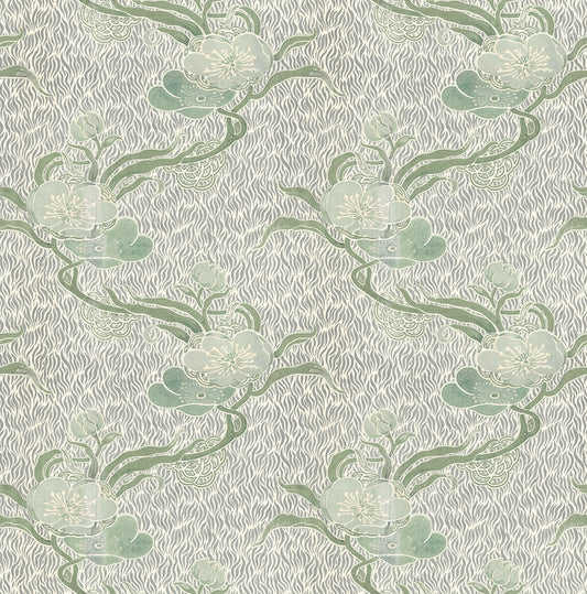 nouveau blossom wallpaper in colourway verte