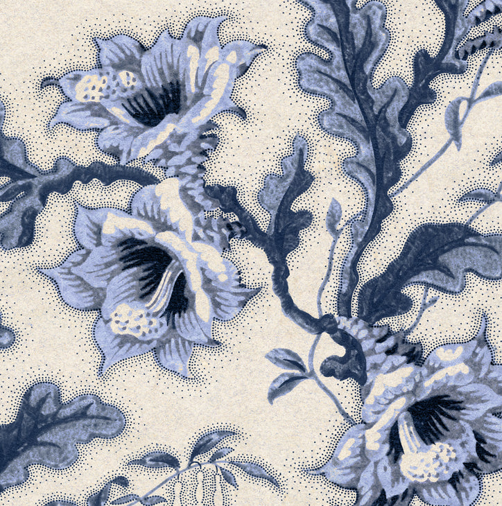 Secret garden vintage wallpaper in colourway serene blue