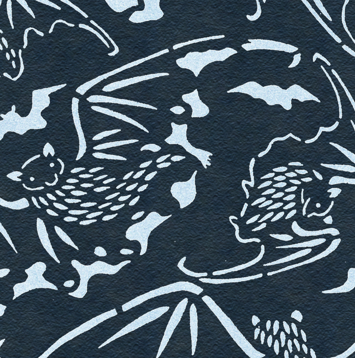 Tokyo Bats - midnight - vintage Wallpaper