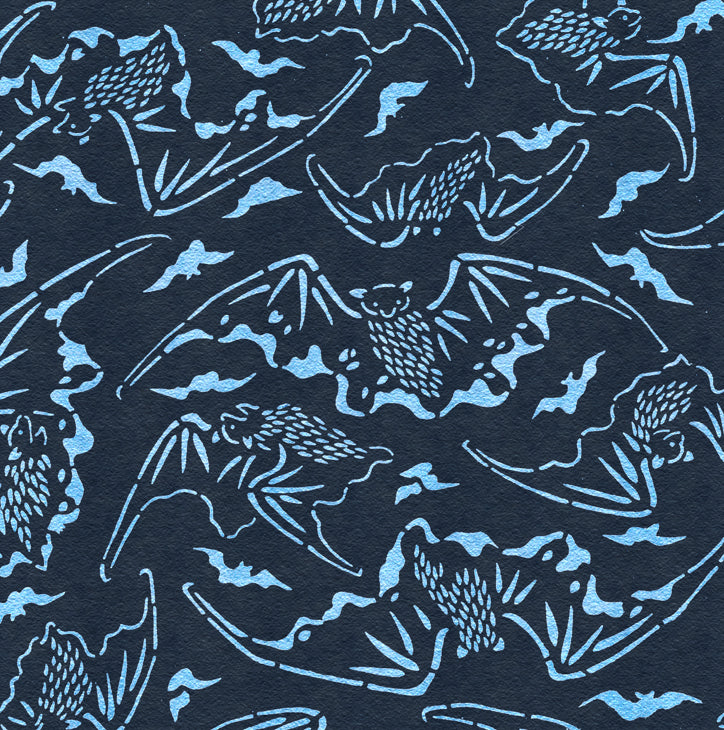 Tokyo Bats - midnight - vintage Wallpaper