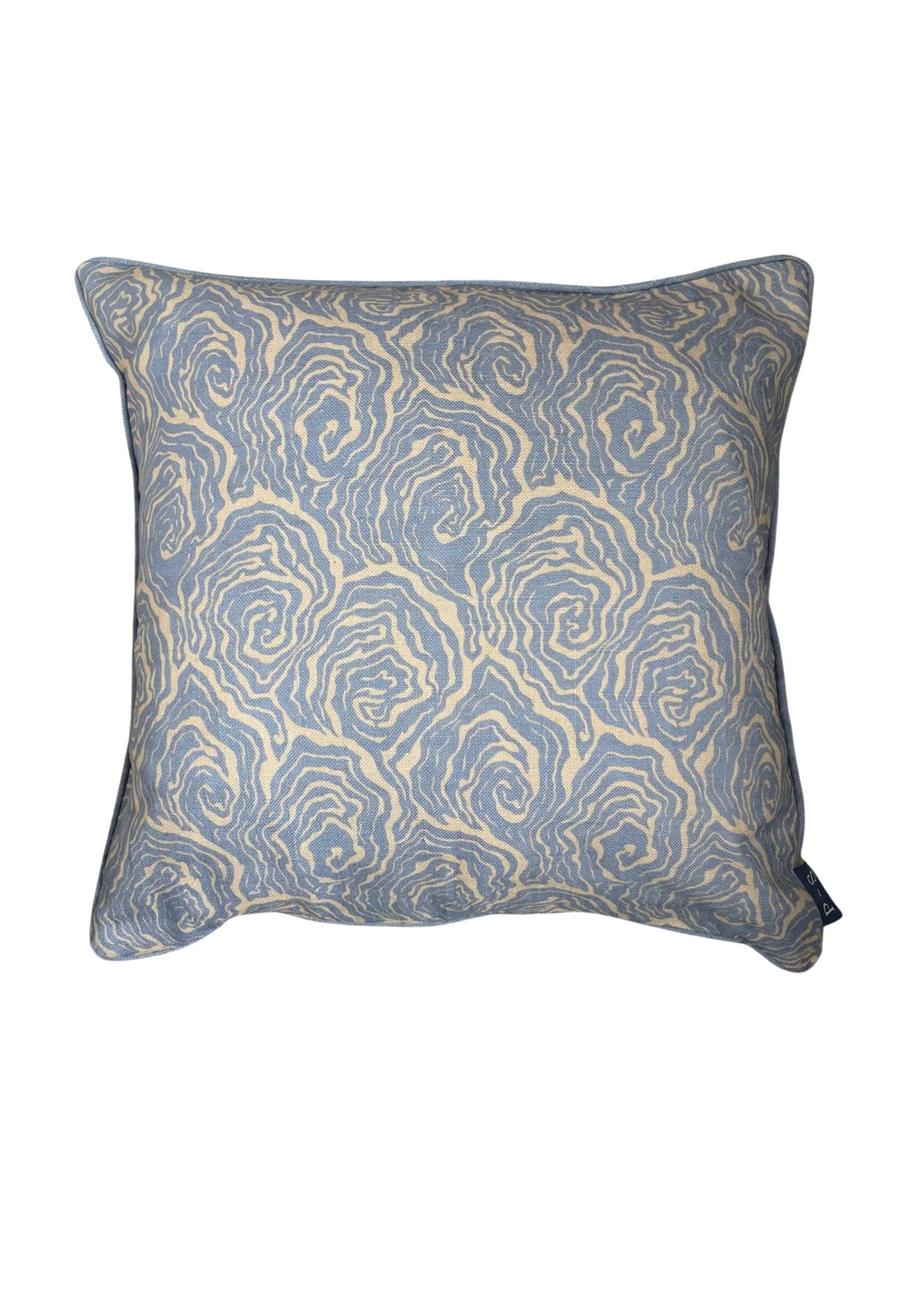 oysters linen cushion in the colour blue foam