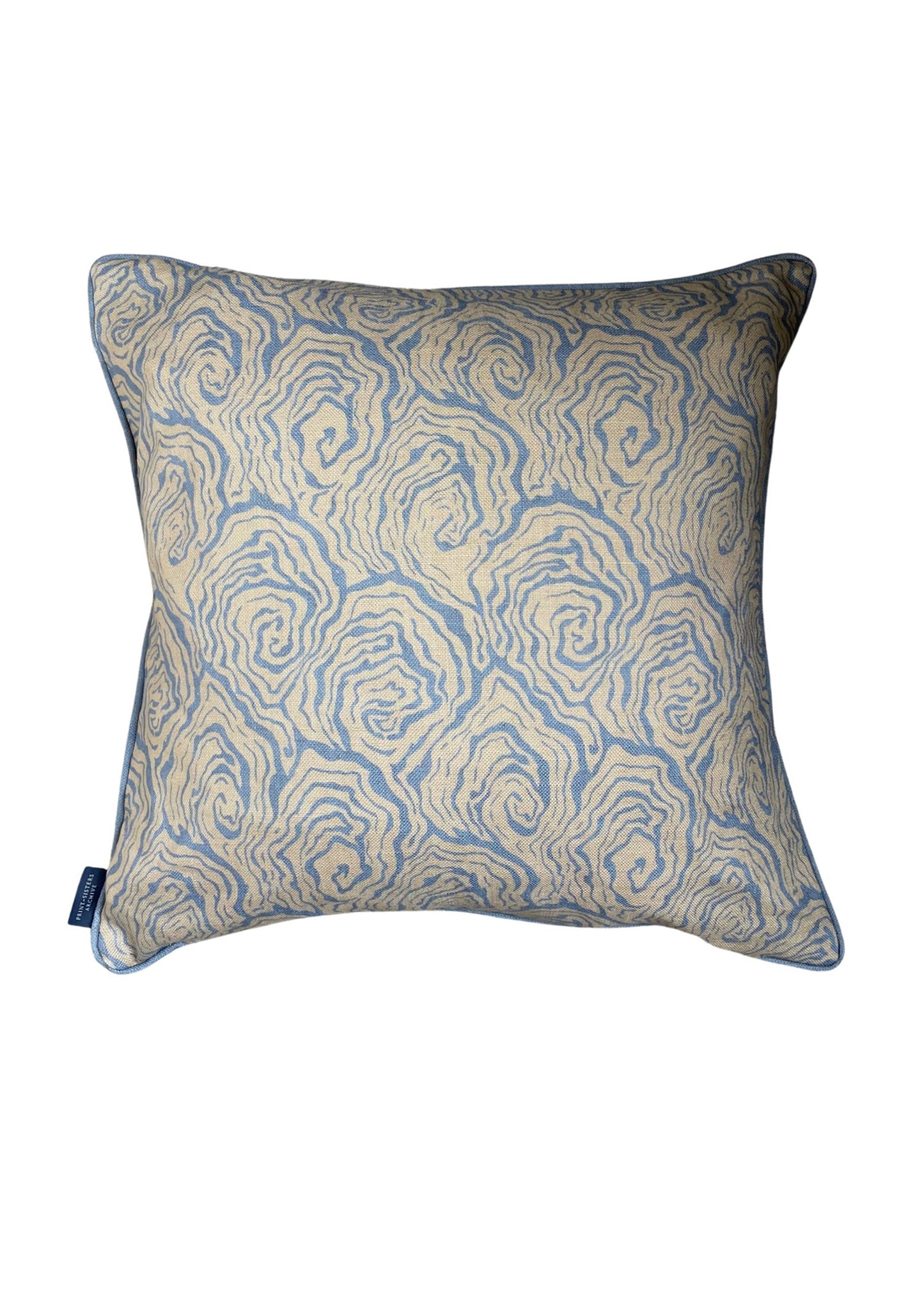 oysters linen cushion in the colour blue foam