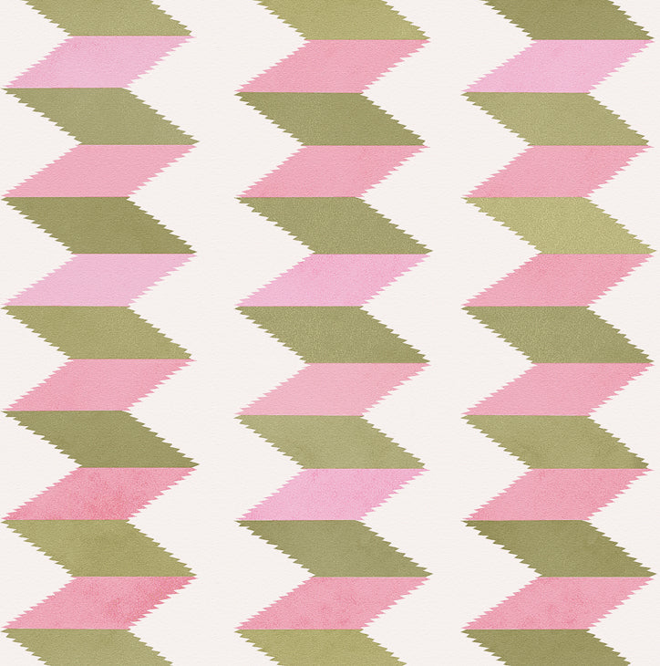 Escher Stripe - Jardin Rose  - Fabric