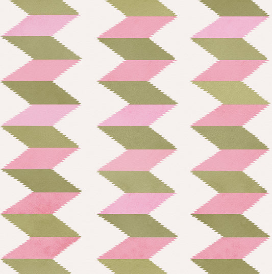 Escher Stripe - Jardin Rose  - Fabric