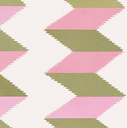 Escher Stripe - Jardin Rose - Wallpaper
