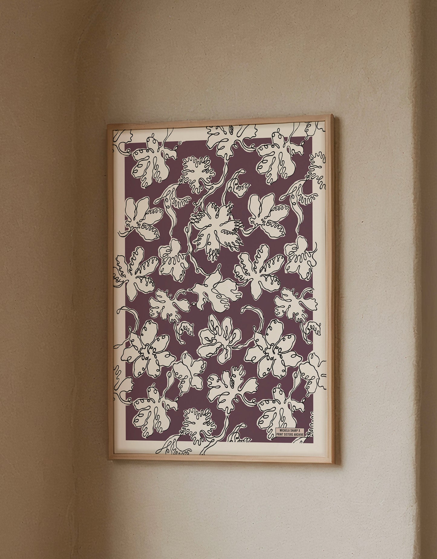 No.103 - Floral Sketch in Damson - Vintage Archive Poster Prints