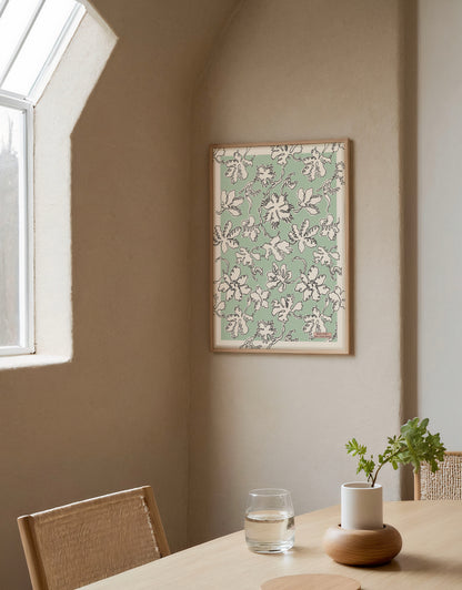 No.104 - Floral Sketch in Seafoam - Vintage Archive Poster Prints