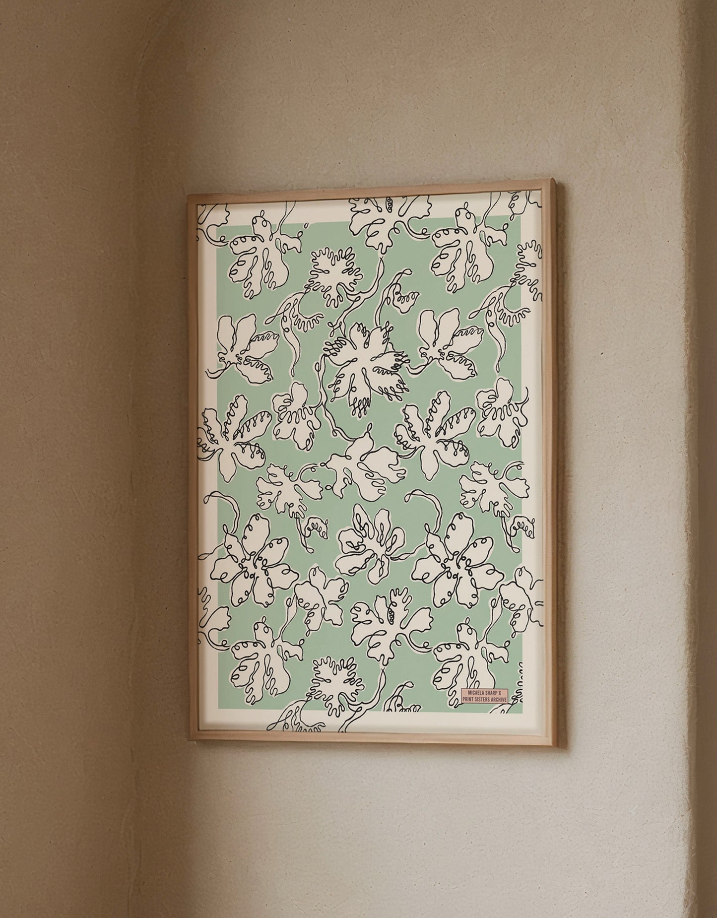 No.104 - Floral Sketch in Seafoam - Vintage Archive Poster Prints