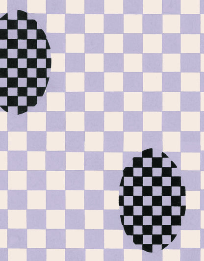 Deco Checkers - in Violet Veil - Wallpaper -  Micaela Sharp Collaboration