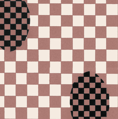 Deco Checkers - in Toasted Coco - Wallpaper -  Micaela Sharp Collaboration