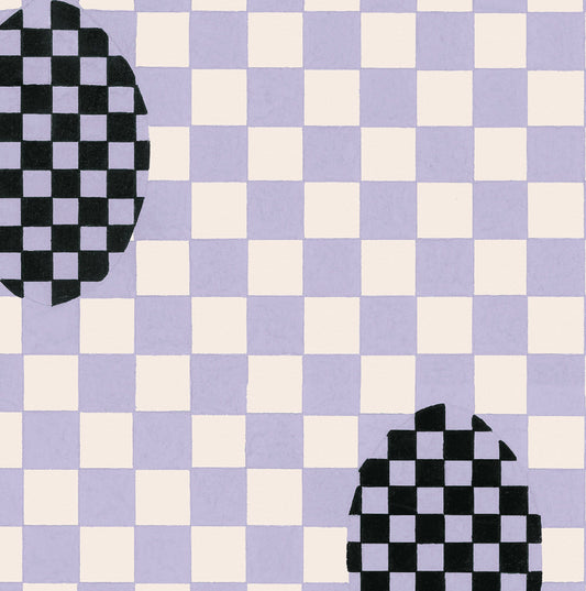 Deco Checkers - in Violet Veil - Wallpaper -  Micaela Sharp Collaboration