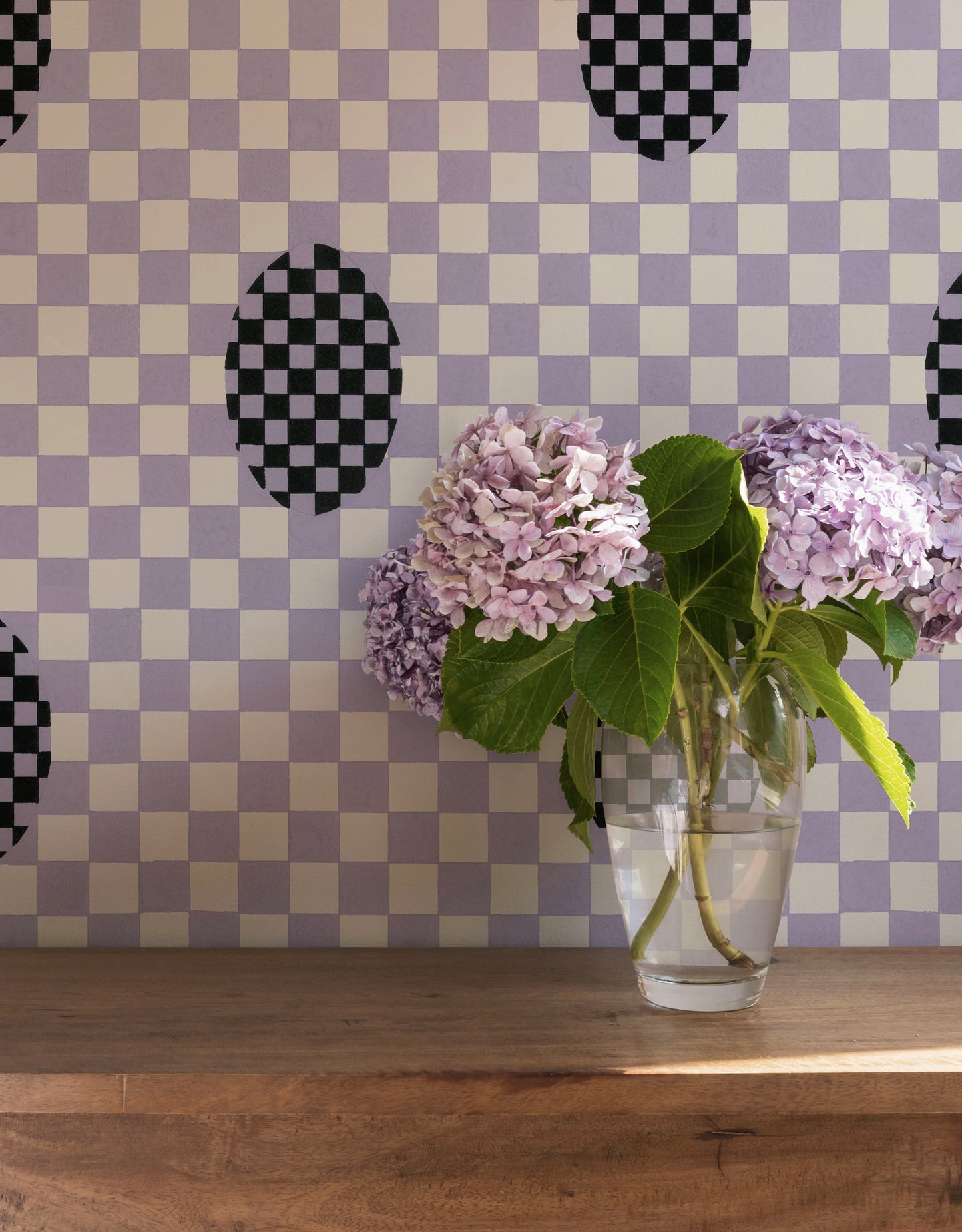 Deco Checkers - in Violet Veil - Wallpaper -  Micaela Sharp Collaboration