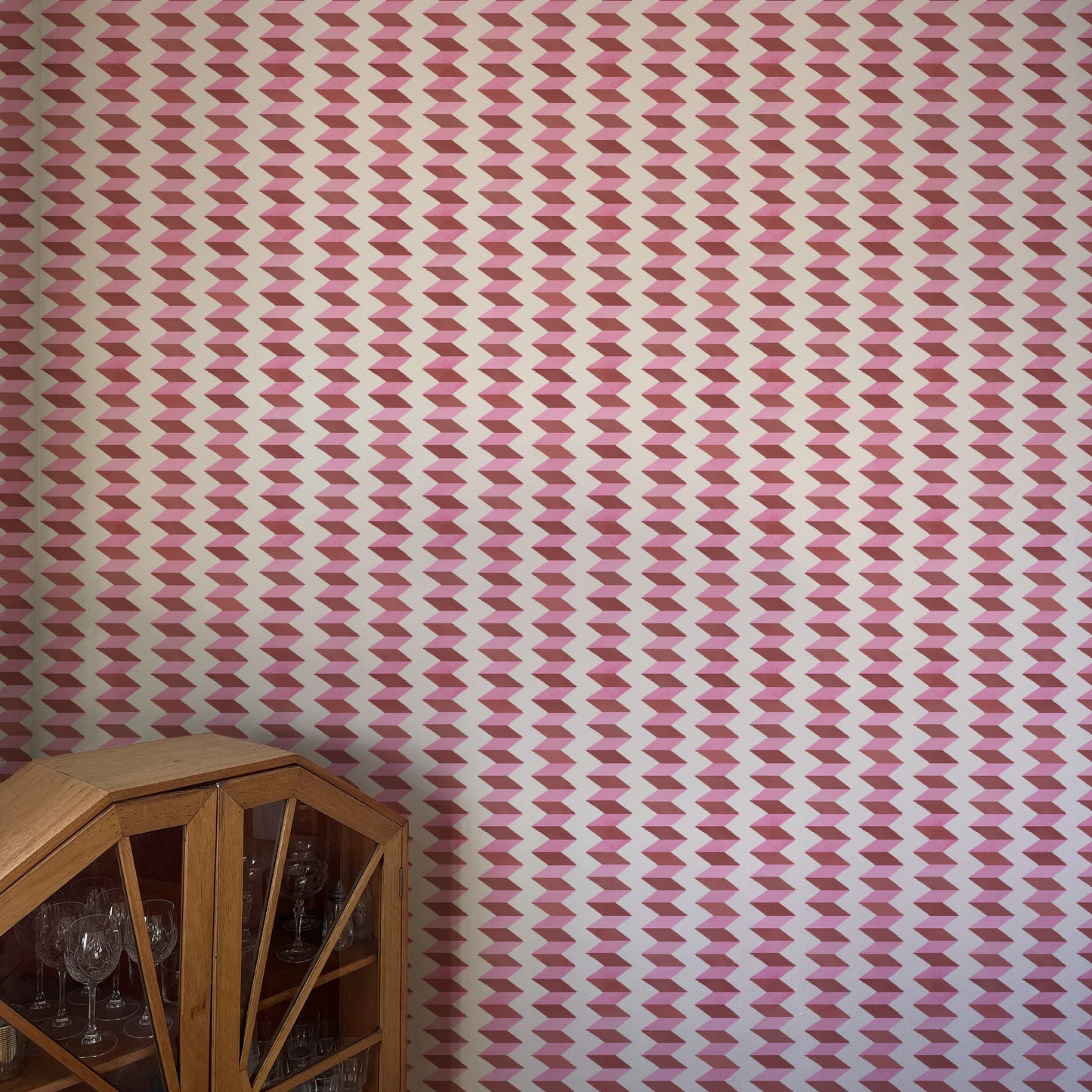 Escher Stripe - Empress Rose - Wallpaper