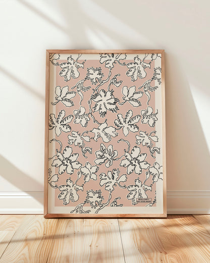 No.105 - Floral Sketch in Belle Blush - Vintage Archive Poster Prints