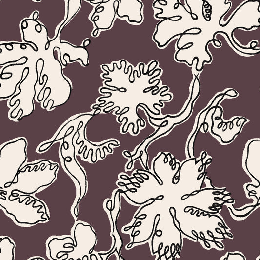 Floral Sketch - Damson - Fabric - Micaela Sharp Collaboration