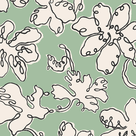 Floral Sketch - Seafoam - Fabric - Micaela Sharp Collaboration