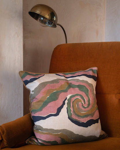 Swirls linen cushion 