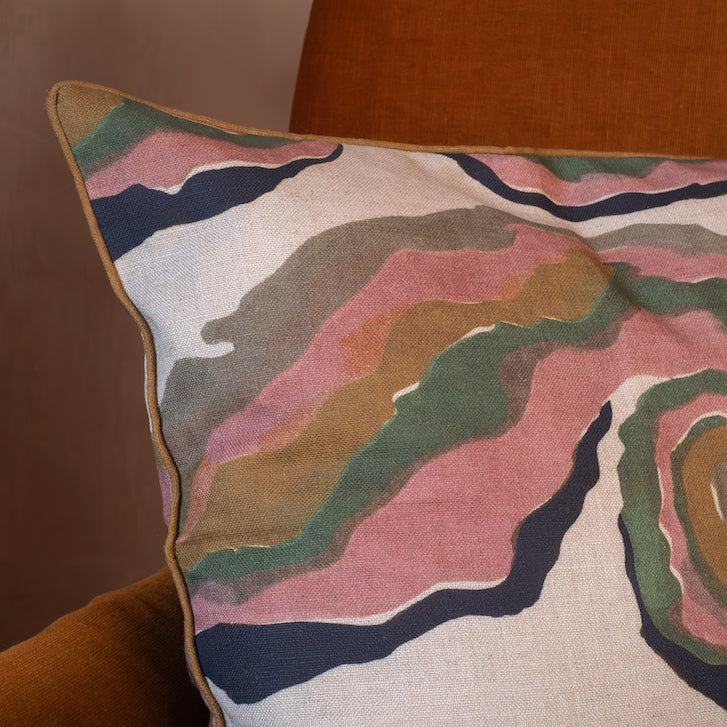 Swirls linen cushion 